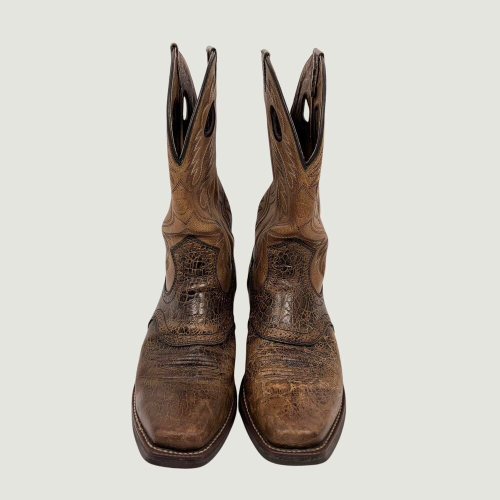Ariat Heritage Roughstock Boots Mens 10.5 Square Toe Western Cowboy Brwn Leather - Picture 2 of 14